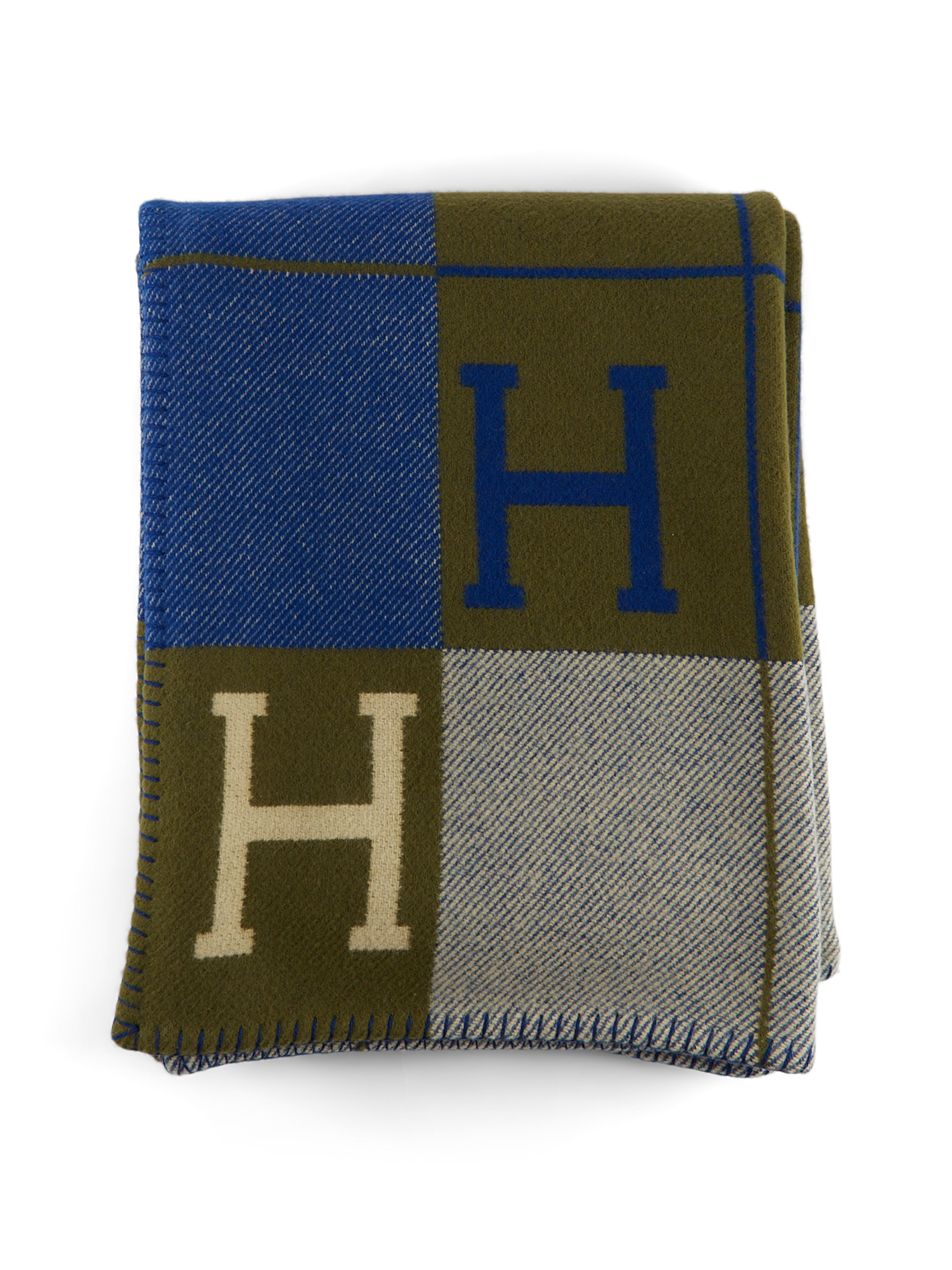 Hermès Avalon III Throw Blanket (Marine & Khaki)、mySite、garminoutage.com