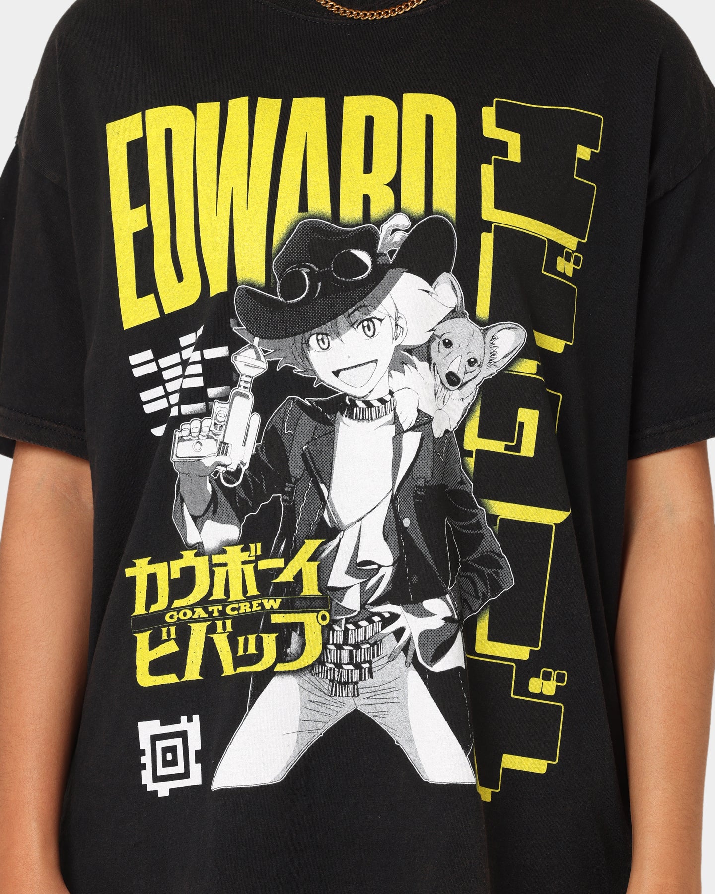 Goat Crew X Cowboy Bebop Edward Vintage T-Shirt Washed Black、mySite、zt4zffjzw