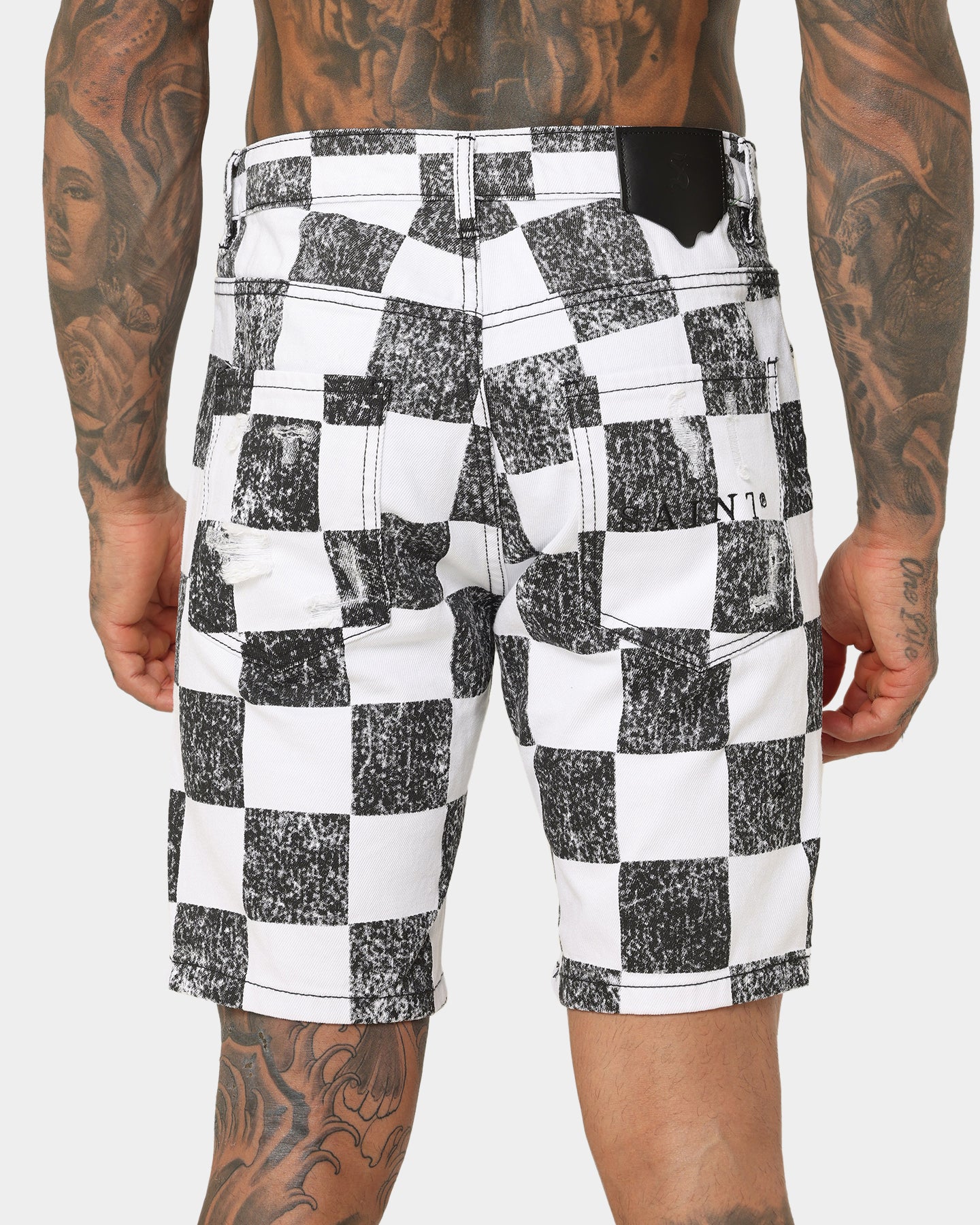 Saint Morta Vintage Checks Denim Shorts White/Black、mySite、zt4zffjzw