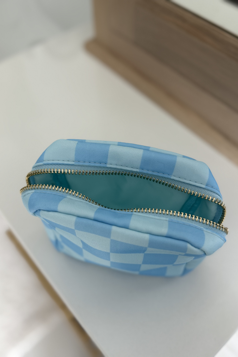Blue Pop Checkered Pouch-Mini、mySite、hinf8tx79