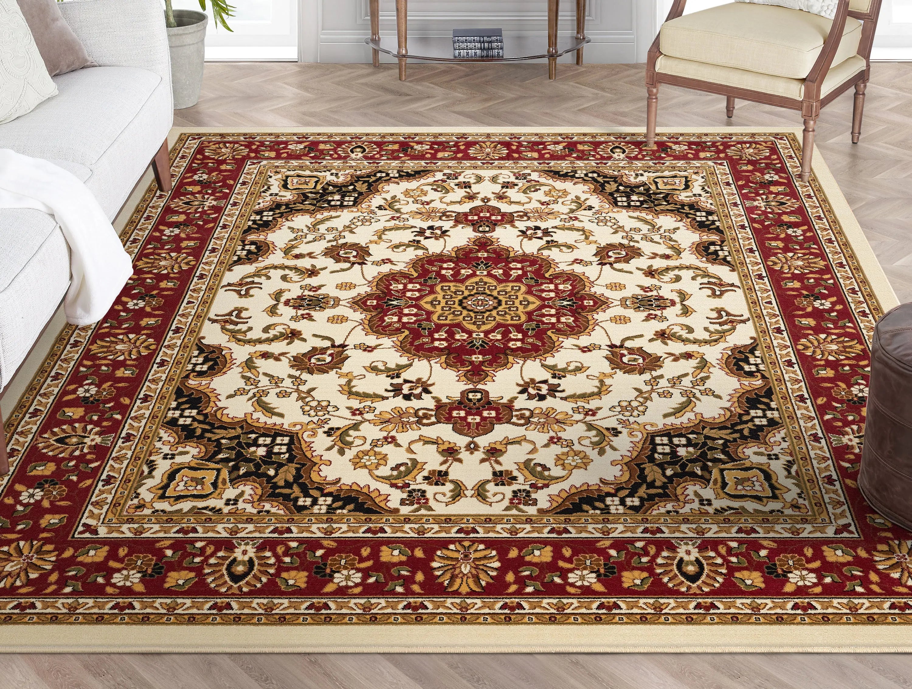 Medallion Kashan Ivory Traditional Rug、mySite、gigharbornorthrealestate