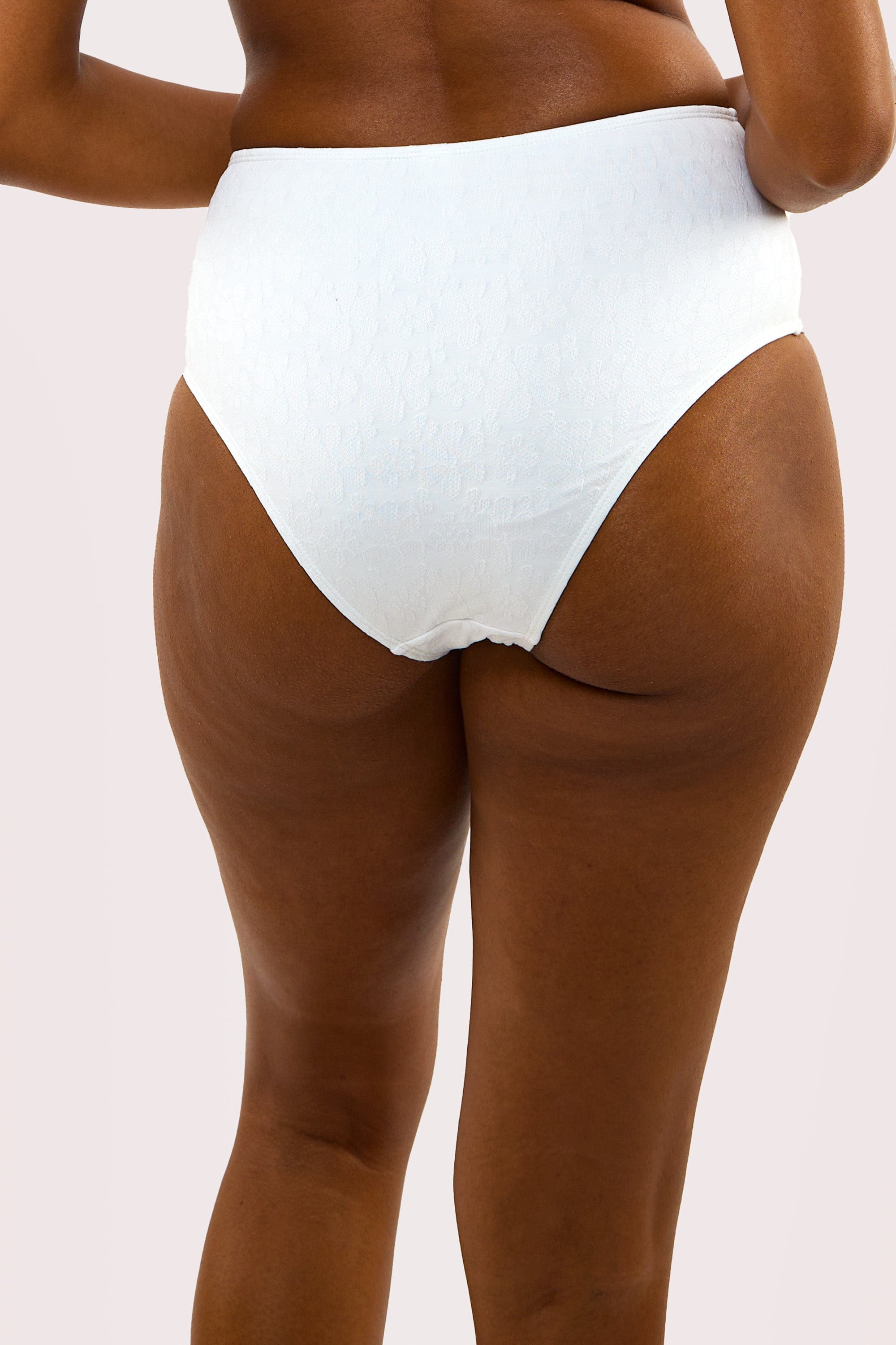 Zoe Mix & Match White Floral Texture High Waisted Bikini Bottom、mySite、bengalsvssteelers