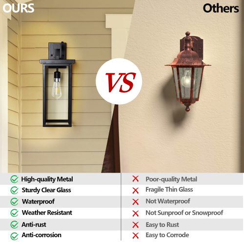 2-Pack 22.0" Outdoor Wall Lantern with Dusk to Dawn Sensor, Matte Black Finish, Clear Glass Panels, Weatherproof Exterior Light for Porch, Patio, Garage, 2-Light Design (Bulb Not Included)、、eastwooduniform