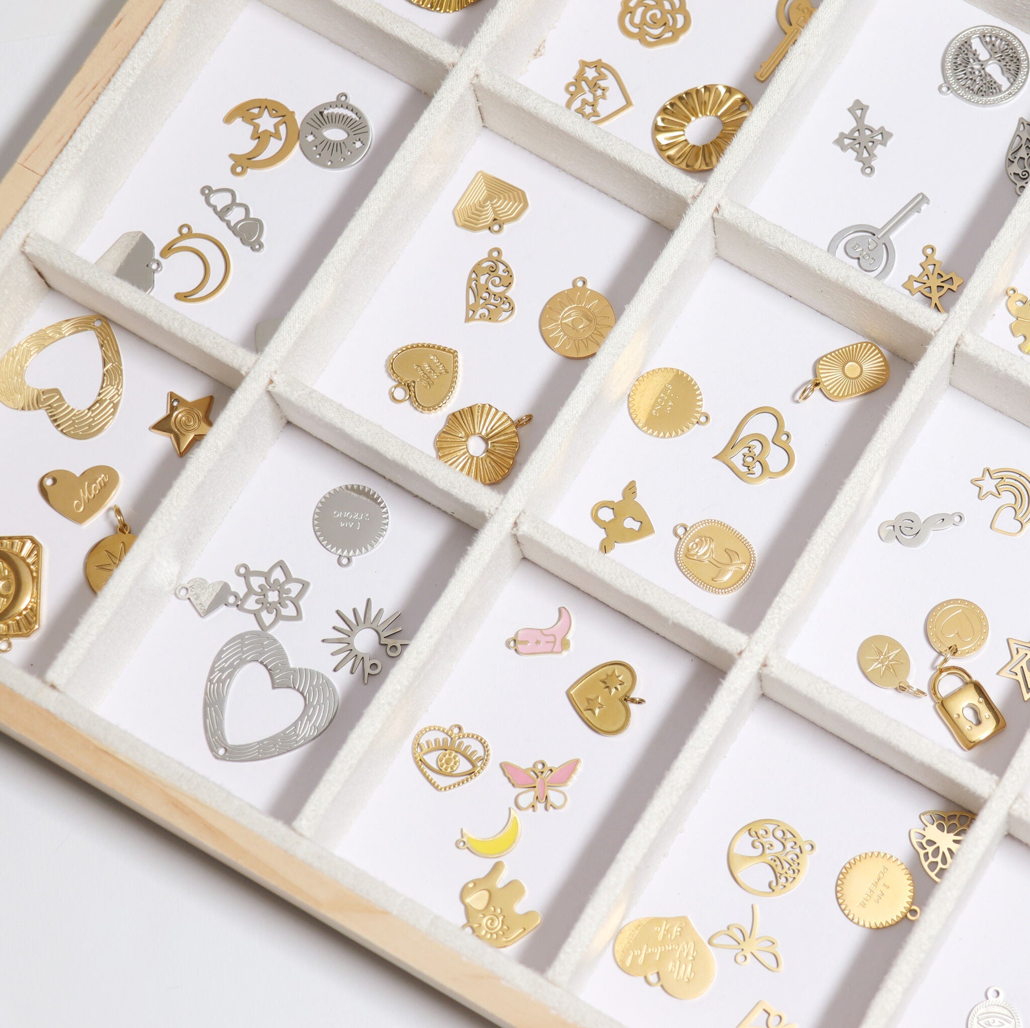 Natural Wood & Suede 24 Unit Jewelry Tray Display / DSP0033、mySite、dreamappss