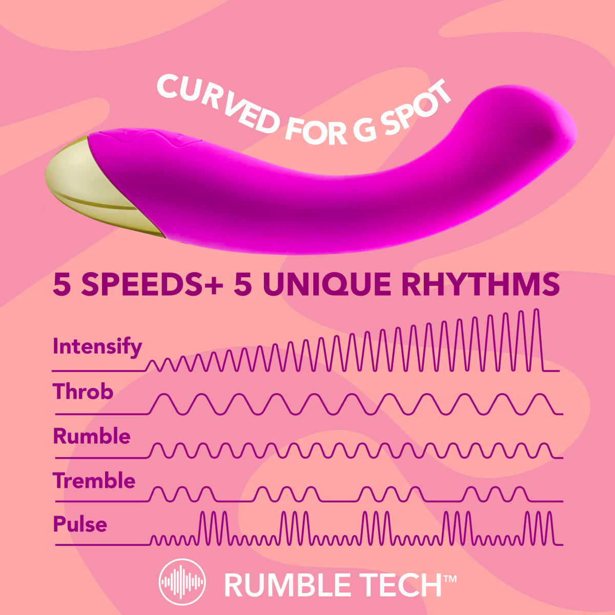 Aria By Blush® | Bangin' AF: Enhanced G-Spot Stimulation Purple Silicone Vibrator with Powerful RumboTech™ Technology、mySite、bottomscart