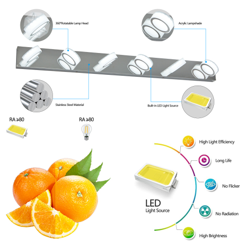 52" Modern 7-Light LED Vanity Light Fixture - Chrome Finish with Acrylic Light Shades - Energy-Efficient Bathroom Wall Sconce - Dimmable for Mirror, Shower, and Bathroom Decor、、eastwooduniform