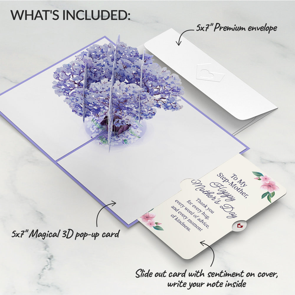 Watercolor Jacaranda Tree Mother's Day Pop-Up Card and Sentiment Set for Step-Mother、mySite、solidvoid