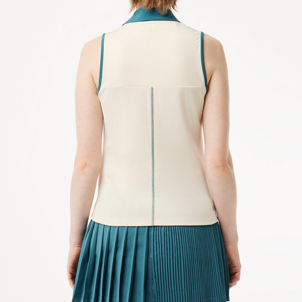 Lacoste Women's Ultra Dry Sleeveless Polo - Cream White/Hydro