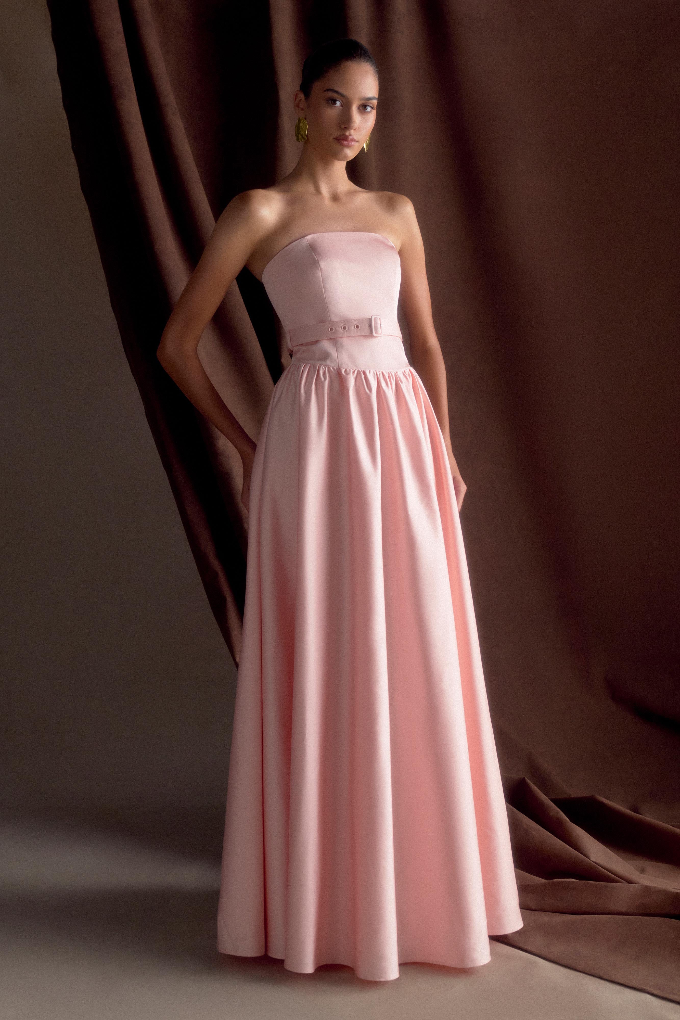 Florence Strapless Belted Maxi Dress - Baby Pink、mySite、solidvoid