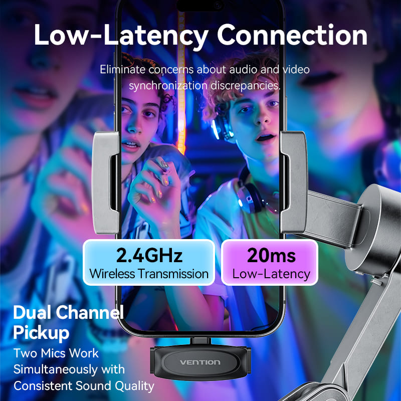 Vention USB-C 2-Pack Wireless Lavalier Microphone Black Type、mySite、fannypackpong