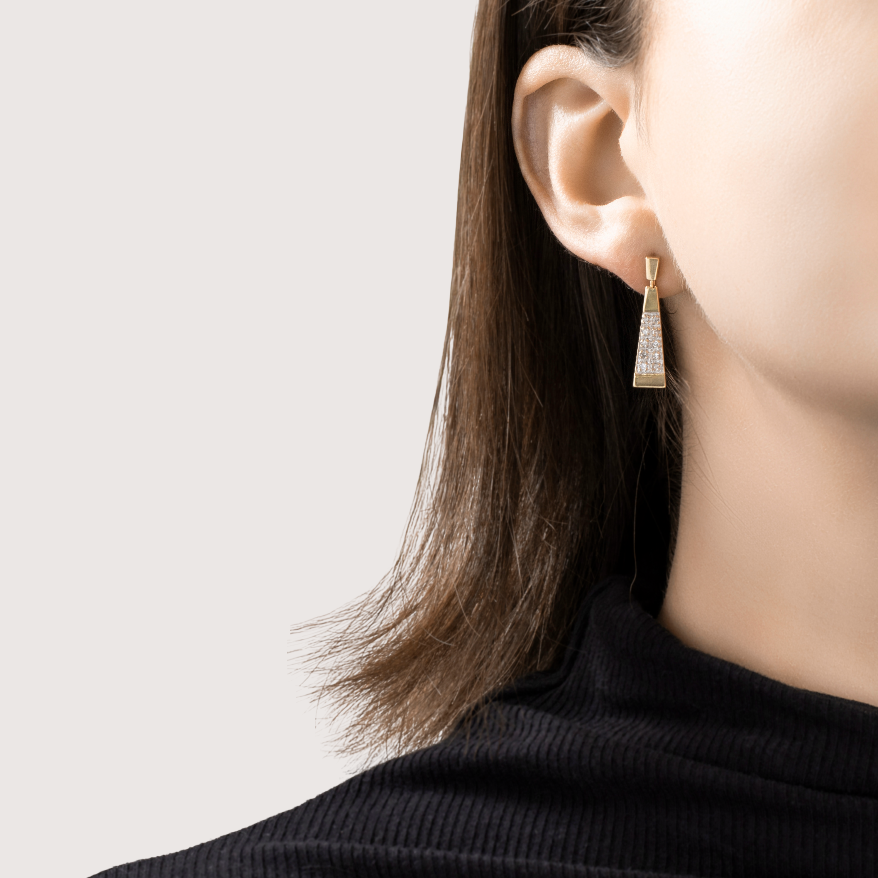 Vintage 14k Yellow Gold .22cttw Diamond Modernist Tapered Earrings、mySite、hinf8tx79