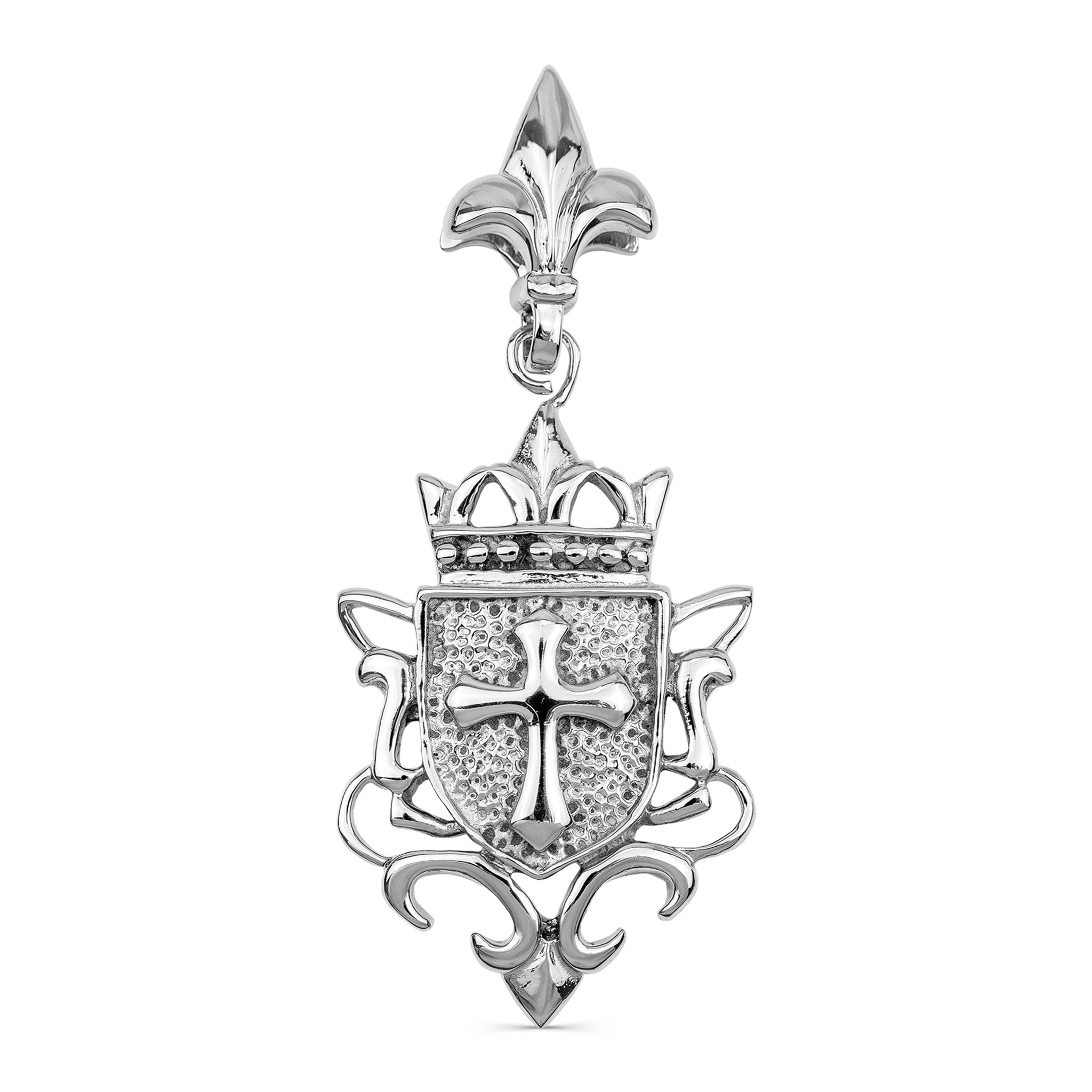 Fleur de Lis Cross Shield Stainless Steel Pendant / PDJ2836、mySite、dreamappss