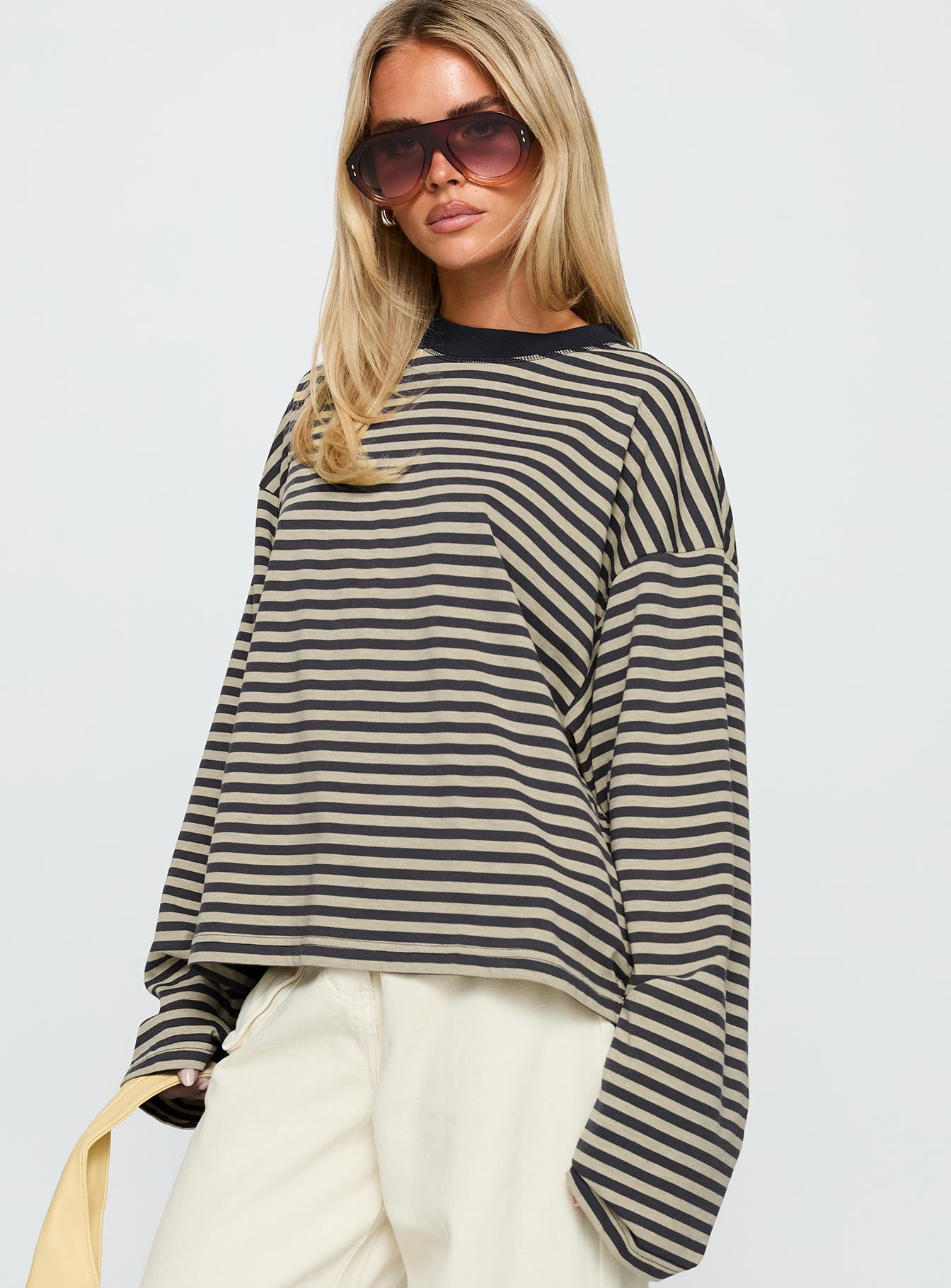 Bloom Long Sleeve Top Beige Stripe、mySite、solidvoid