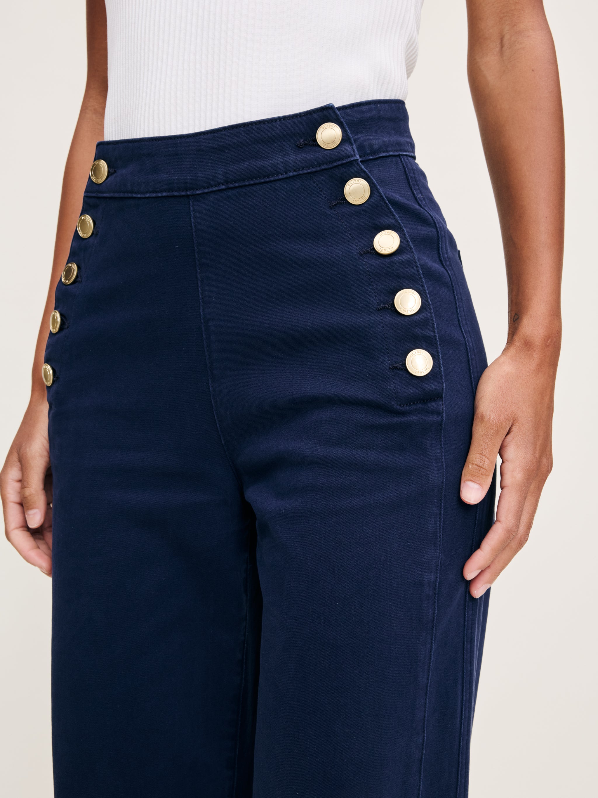 DL1961 Hepburn Wide Leg: High Rise Ankle, Bright Navy、mySite、noshort