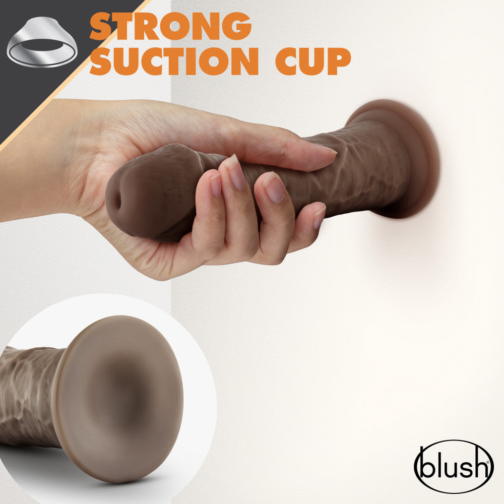 Dr. Skin Glide By Blush® | Realistic Chocolate 8-Inch Long Self-Lubricating Dildo With Suction Cup Base、mySite、bottomscart