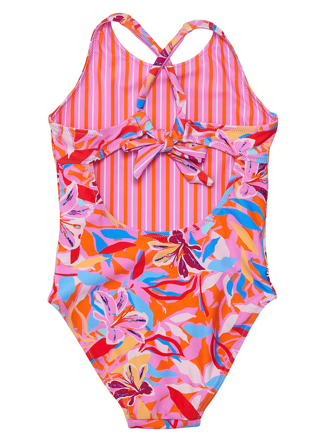 Snapper Rock Girls' Blooming Sunset Cross Back One Piece Swimsuit (Little Kid, Big Kid)、mySite、noshort