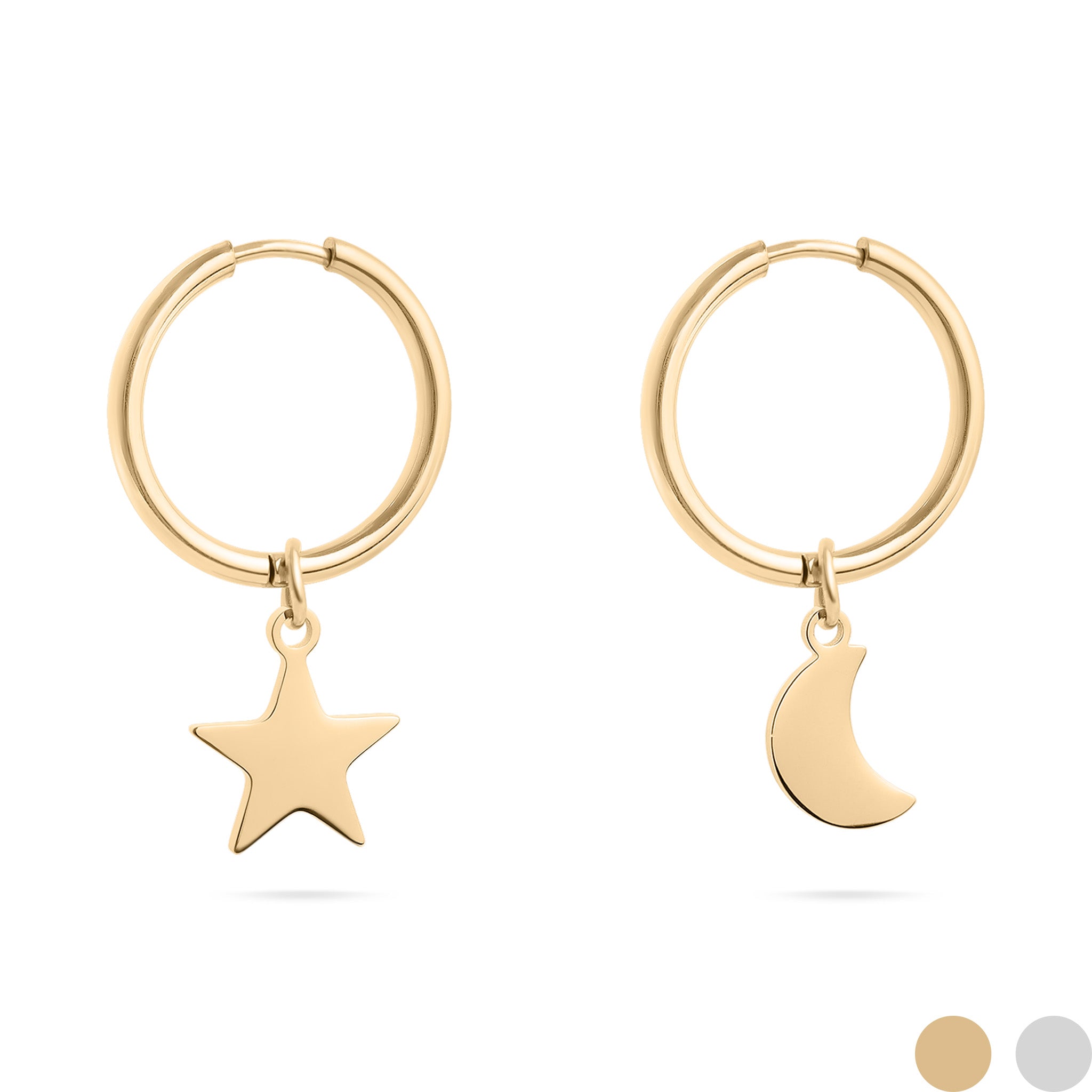 18K Gold PVD Stainless Steel Star & Moon Pendant Earrings / ERJ0010、mySite、dreamappss