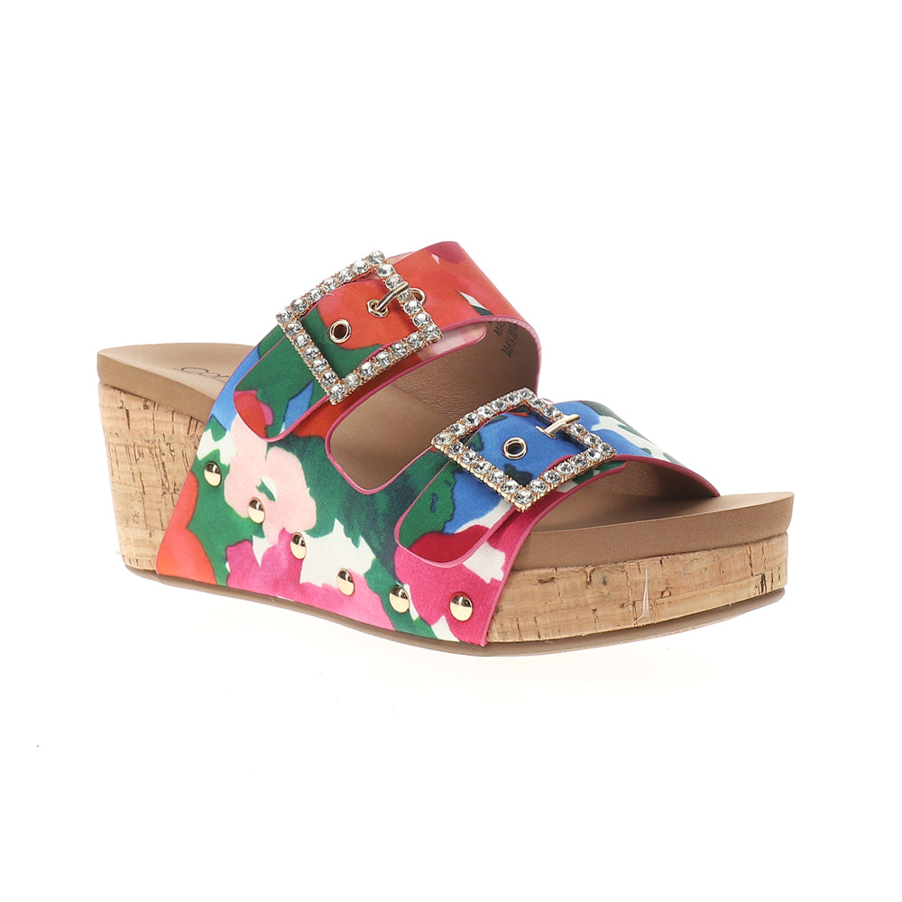 Main Squeeze Floral Studded Wedge Sandals、mySite、gtrtttuynbv