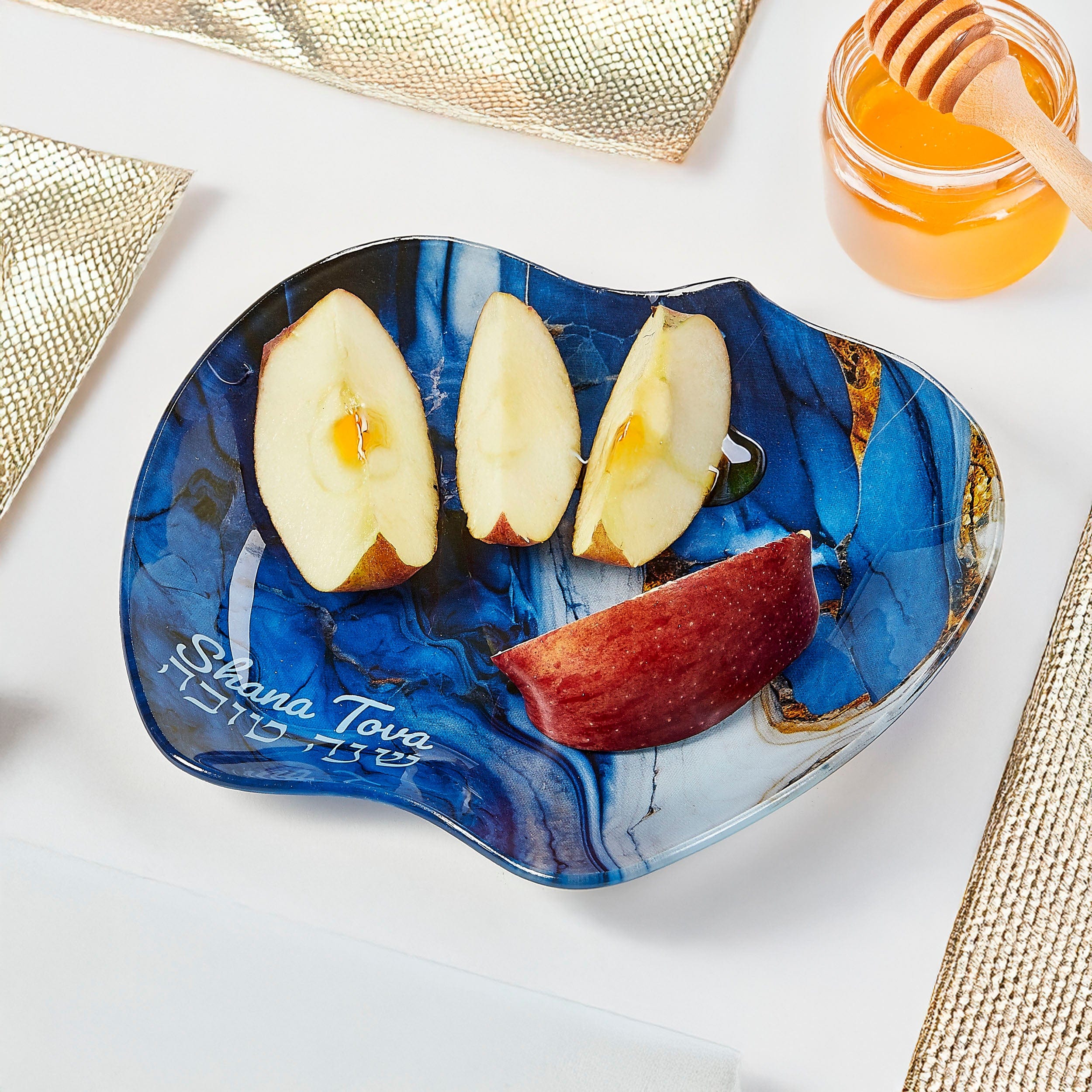 Blue Marble Shana Tova Apple Plate、mySite、topwebapps