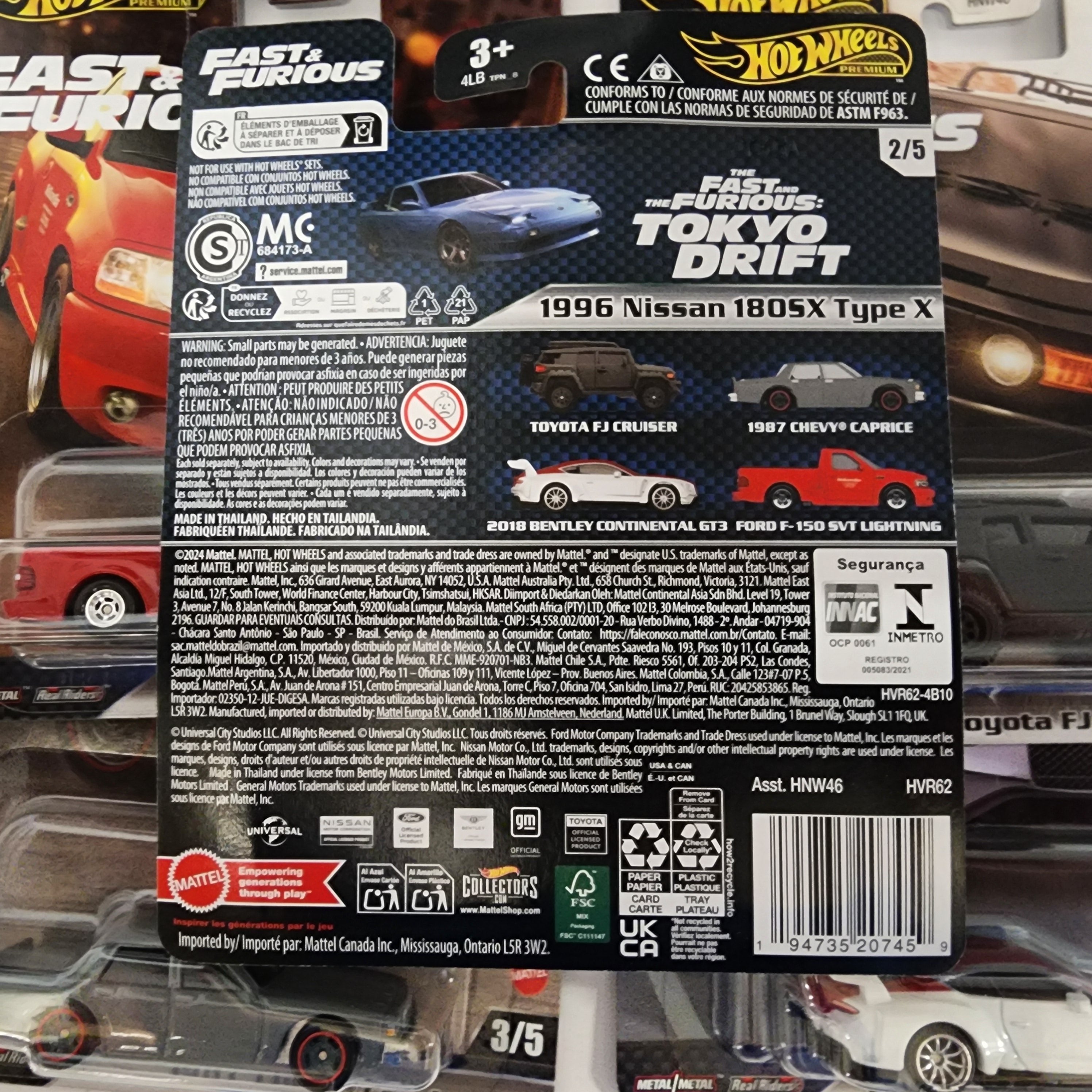 Case H * 5 Car Set Furious * 2024 Hot Wheels Premium Fast & Furious w/ 180SX & FJ、mySite、hgirdovlk