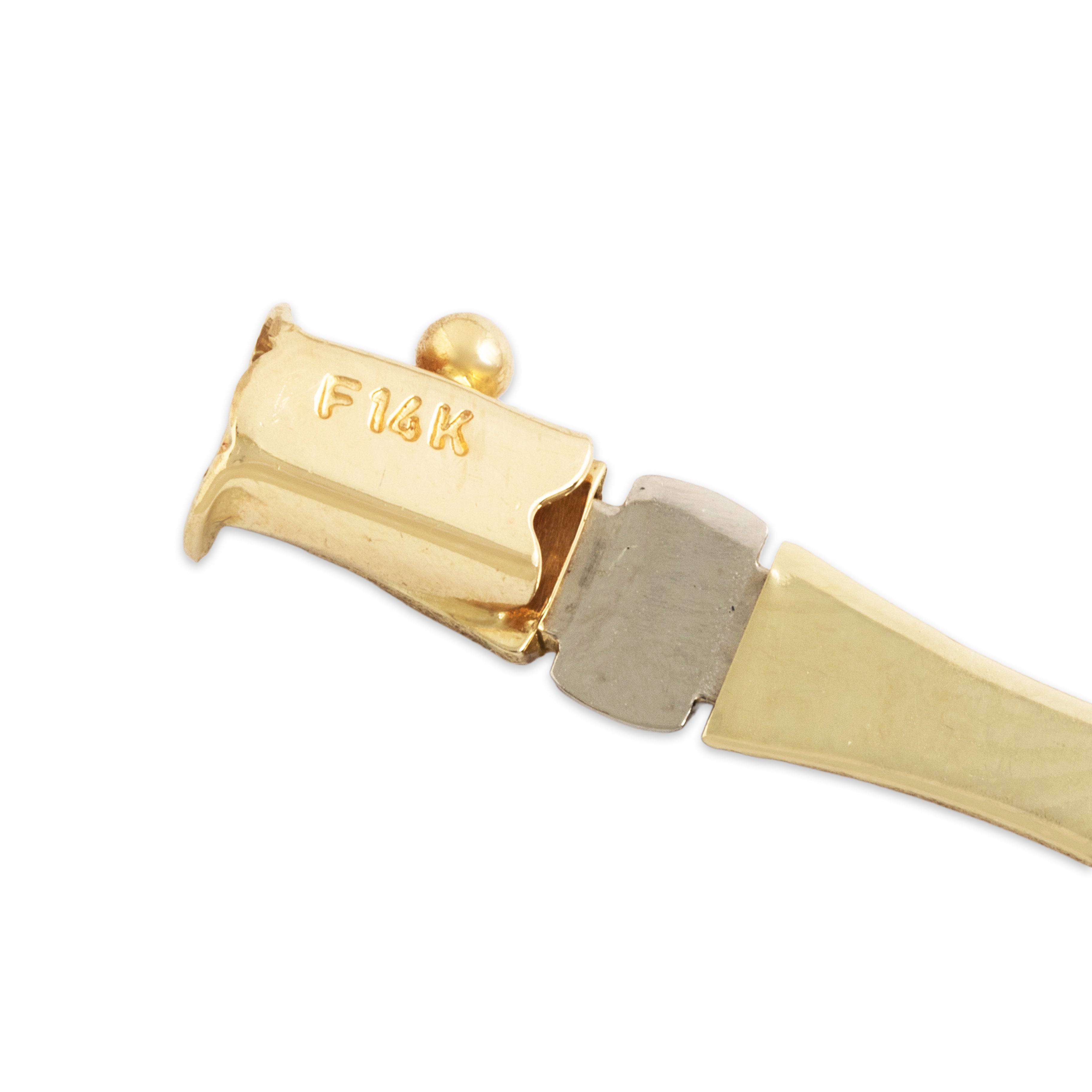 Vintage 14k Yellow & White Gold Brushed Bamboo Link Bracelet 7、mySite、hinf8tx79