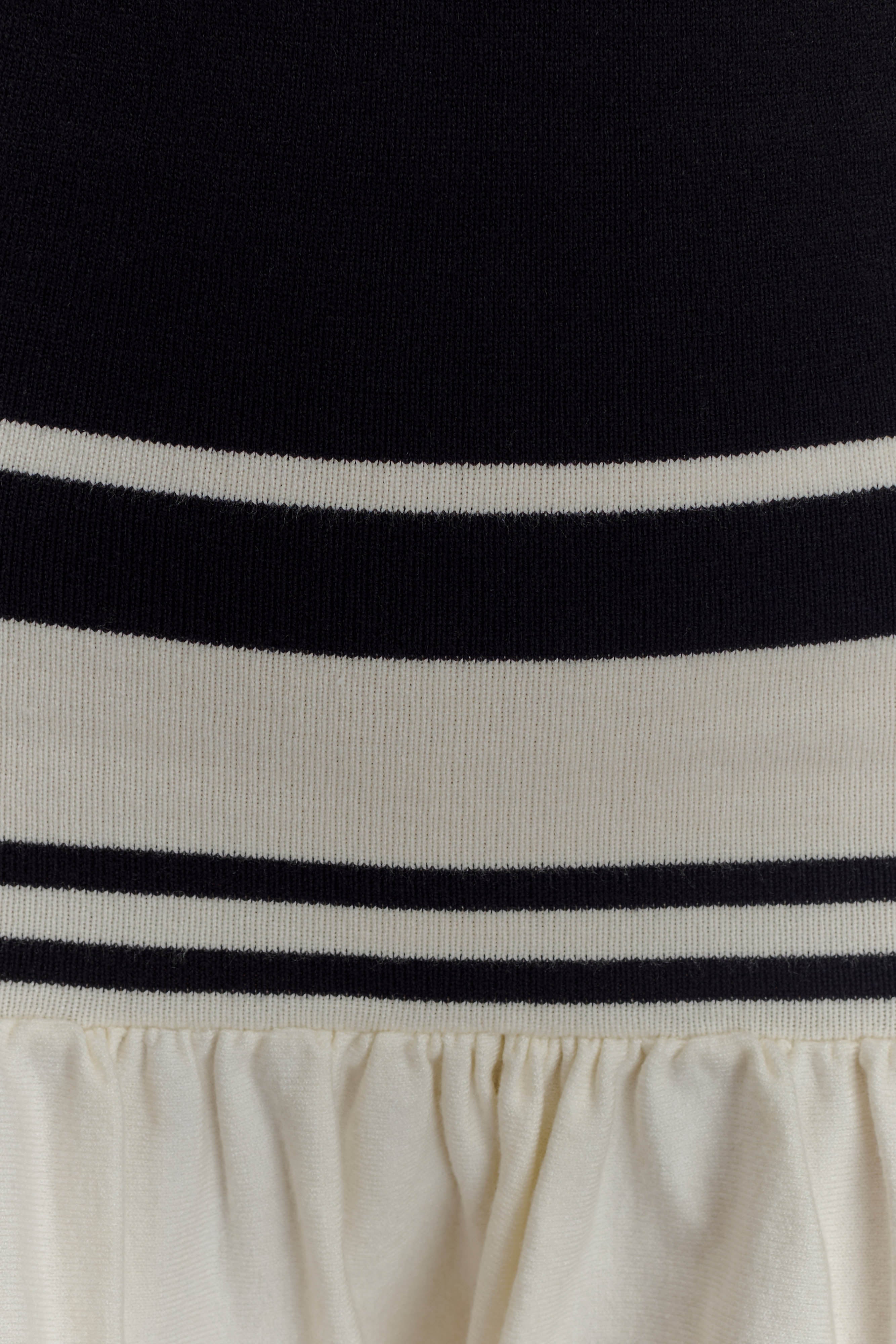 Ellison Contrast Knit Mini Dress - Black/White、mySite、solidvoid