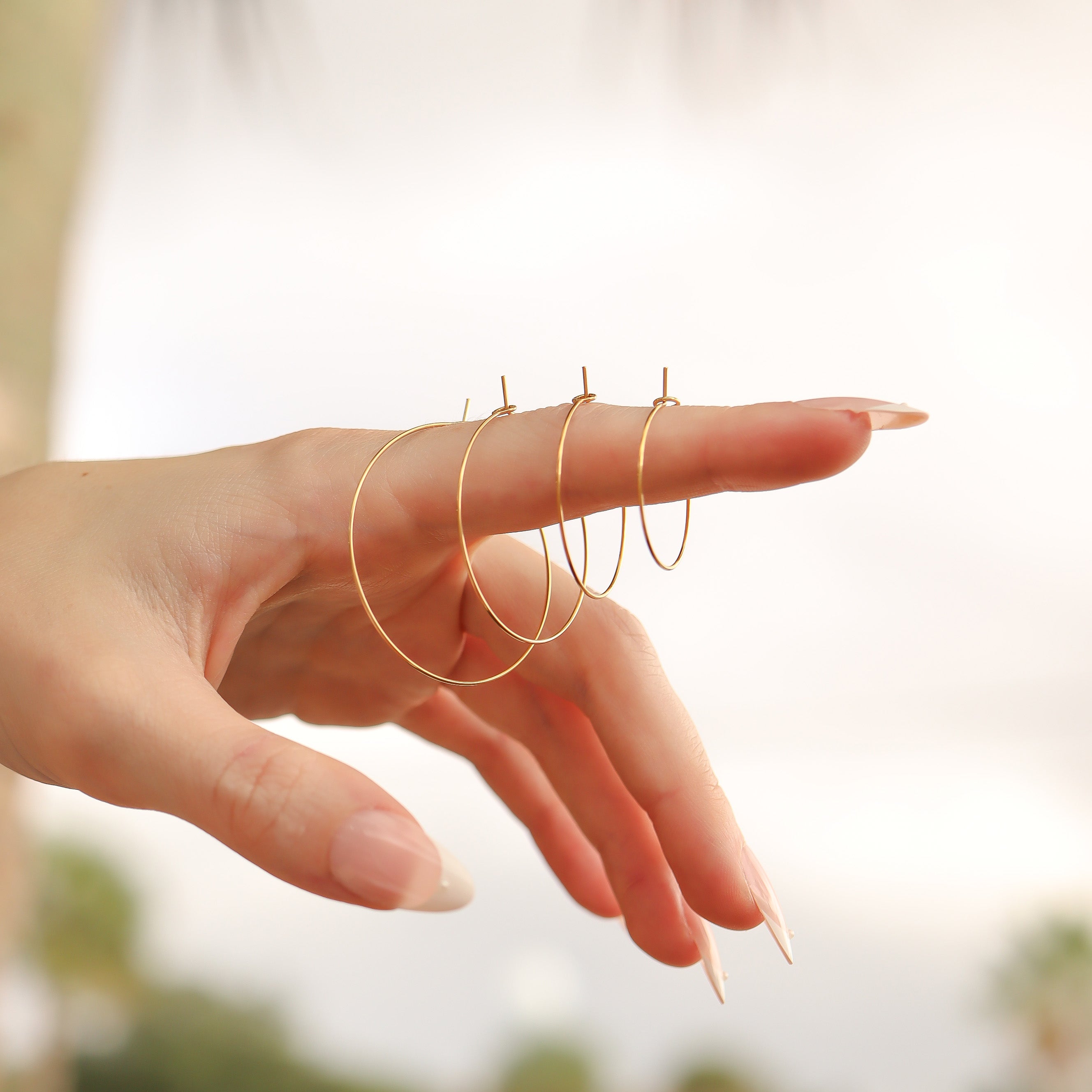 18K Gold PVD Stainless Steel Wire Hoop Earrings / ERJ0044、mySite、dreamappss