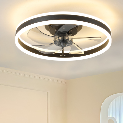 Ceiling Fans with Lights Dimmable LED Embedded installation of thin modern ceiling fans(Pink)、、eastwooduniform