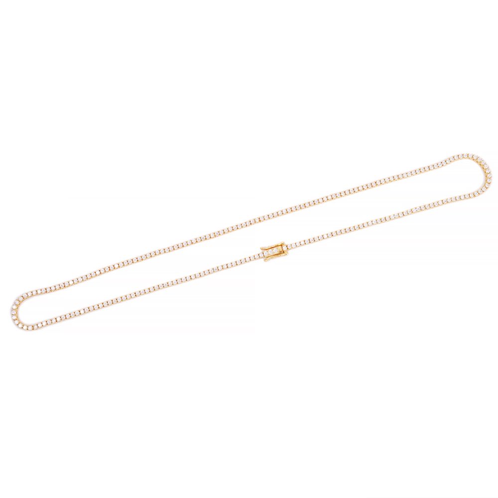 2MM Diamond Tennis Chain 14K Solid Yellow Gold、mySite、hinf8tx79