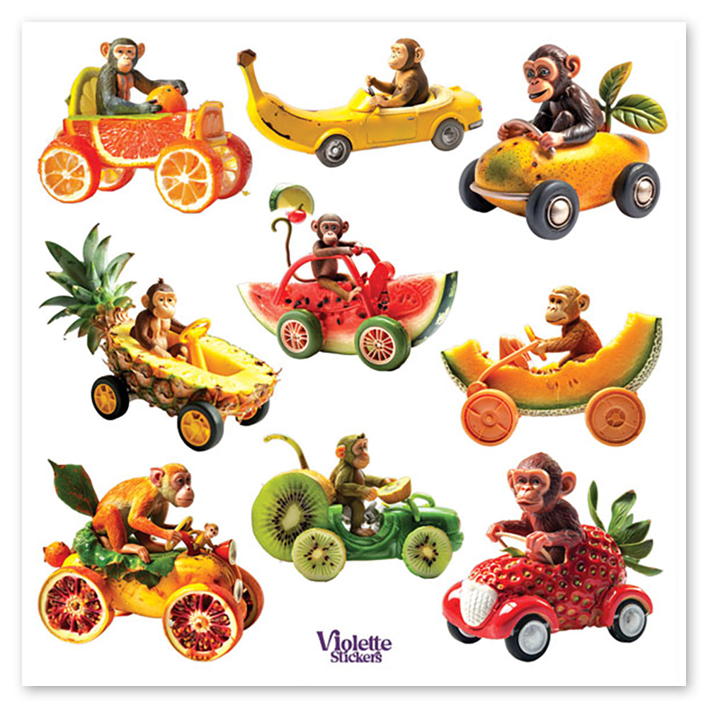  Fruit Monkey Cars Stickers、mySite、ghnorth