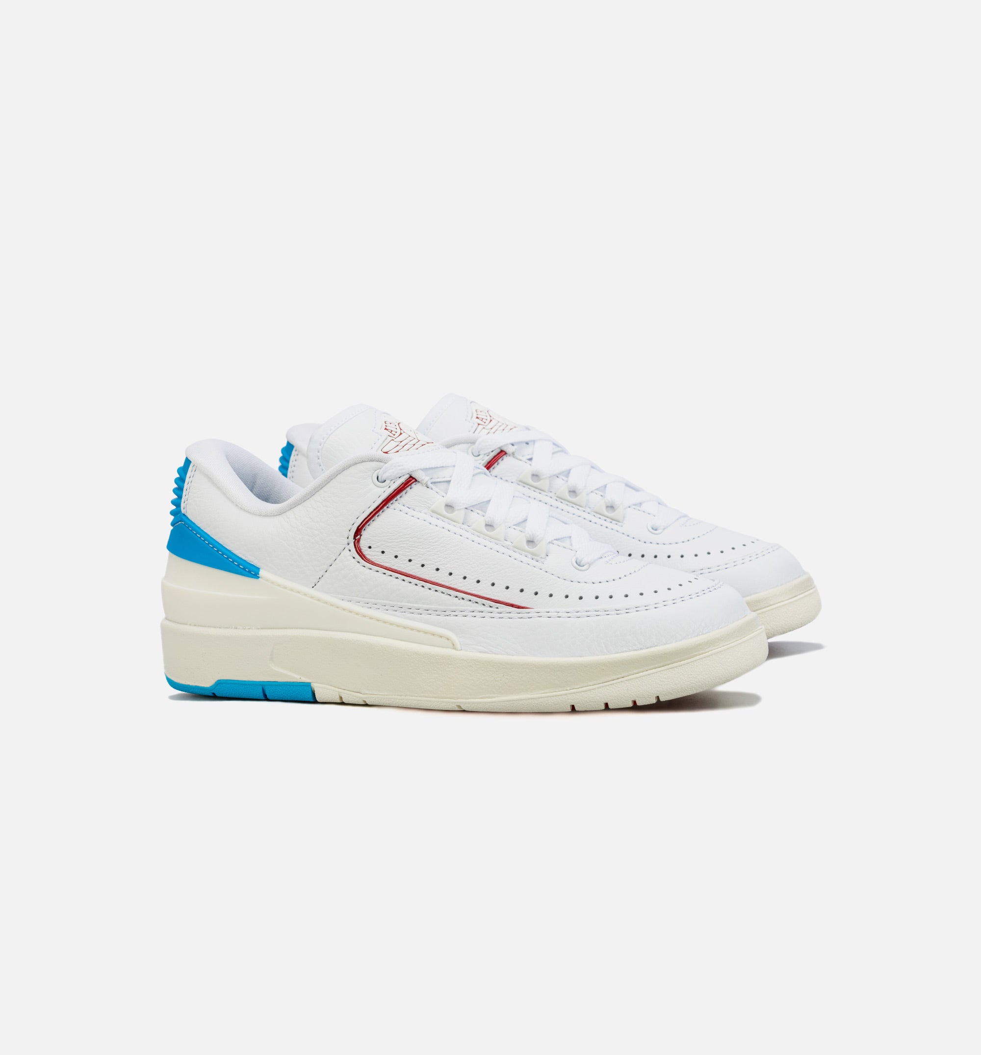 Air Jordan 2 Retro Low Gym Red and Dark Powder Blue Womens Lifestyle Shoe - White/Red/Blue、mySite、dreamappss