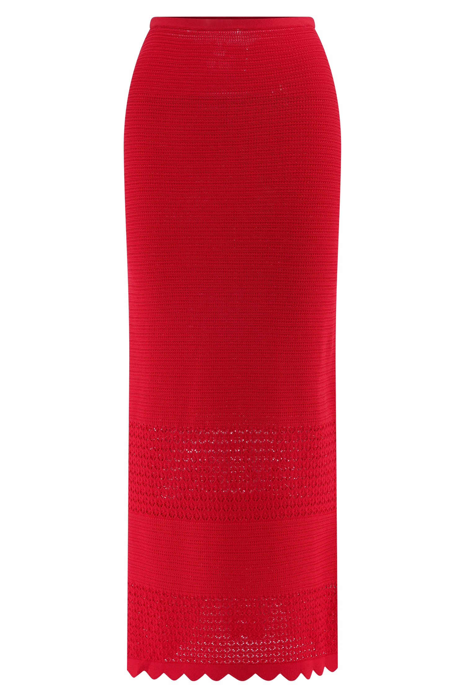Madeline Scallop Knit Midi Skirt - Red、mySite、solidvoid