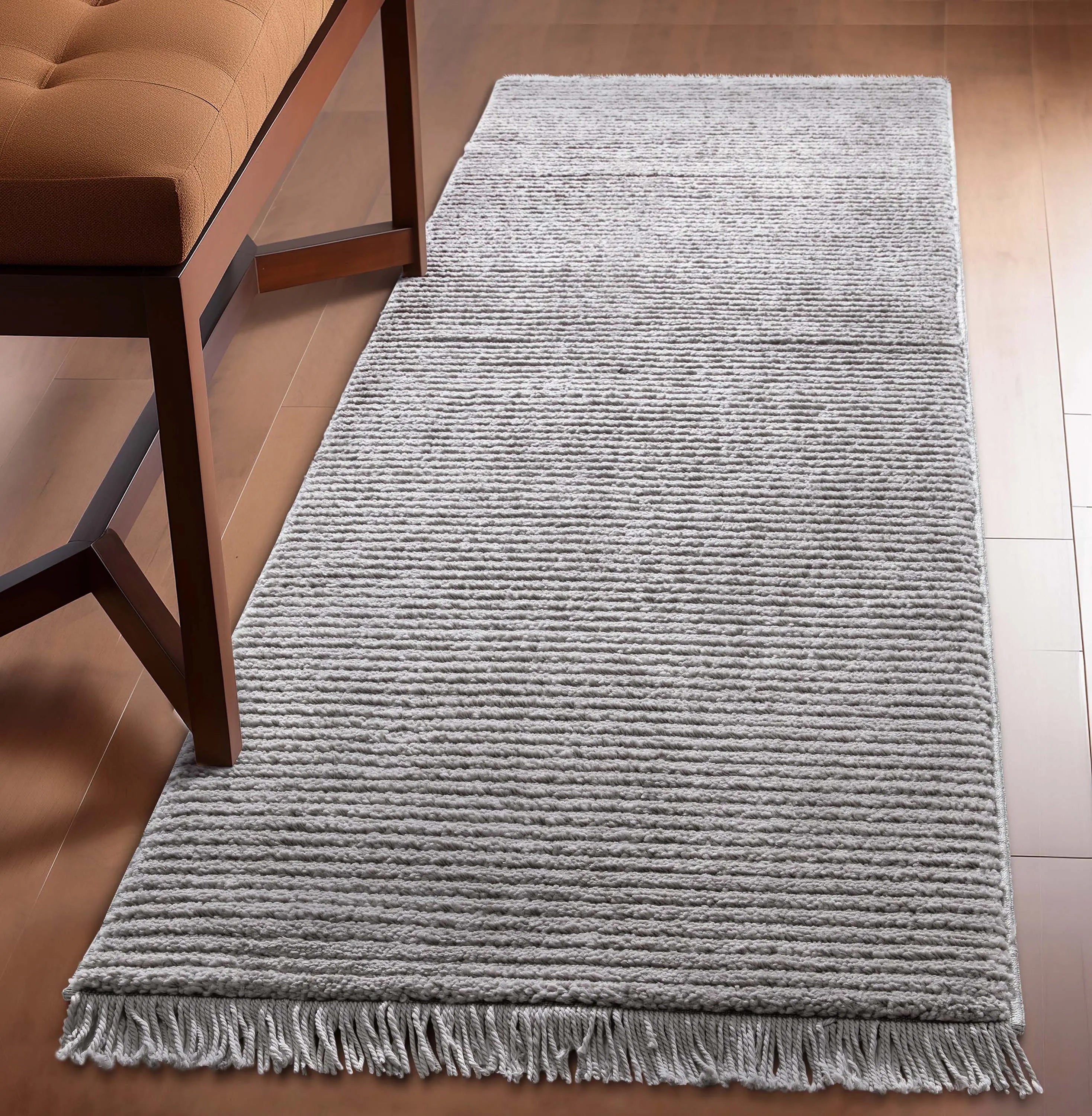 Carlow Solid & Striped Textured Taupe Ivory Ultra Soft High-Low Shag Rug、mySite、gigharbornorthrealestate
