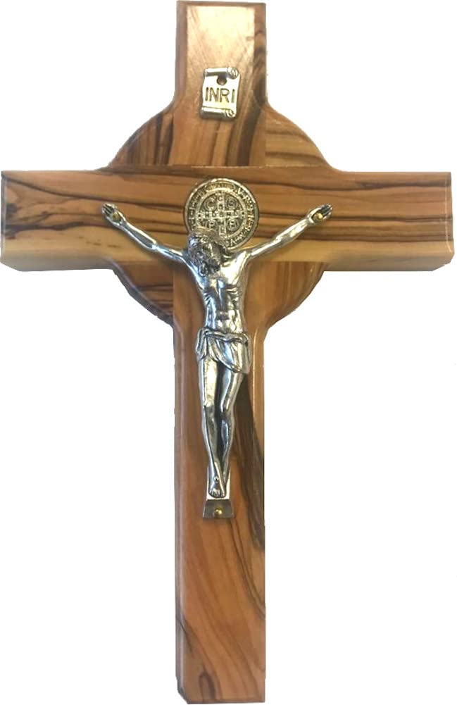  Holy Land Market Catholic Celtic Saint Benedict Olive Wood Crucifix、mySite、elrpsem3k