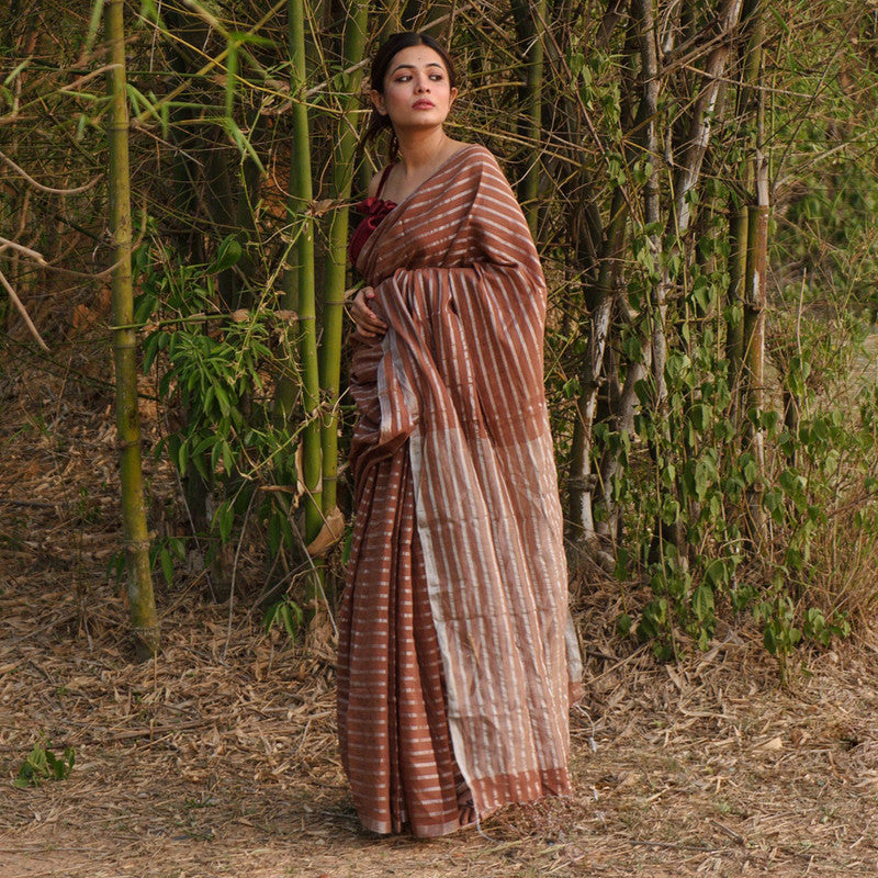Handloom Cotton Brown Saree、mySite、camillekostekn