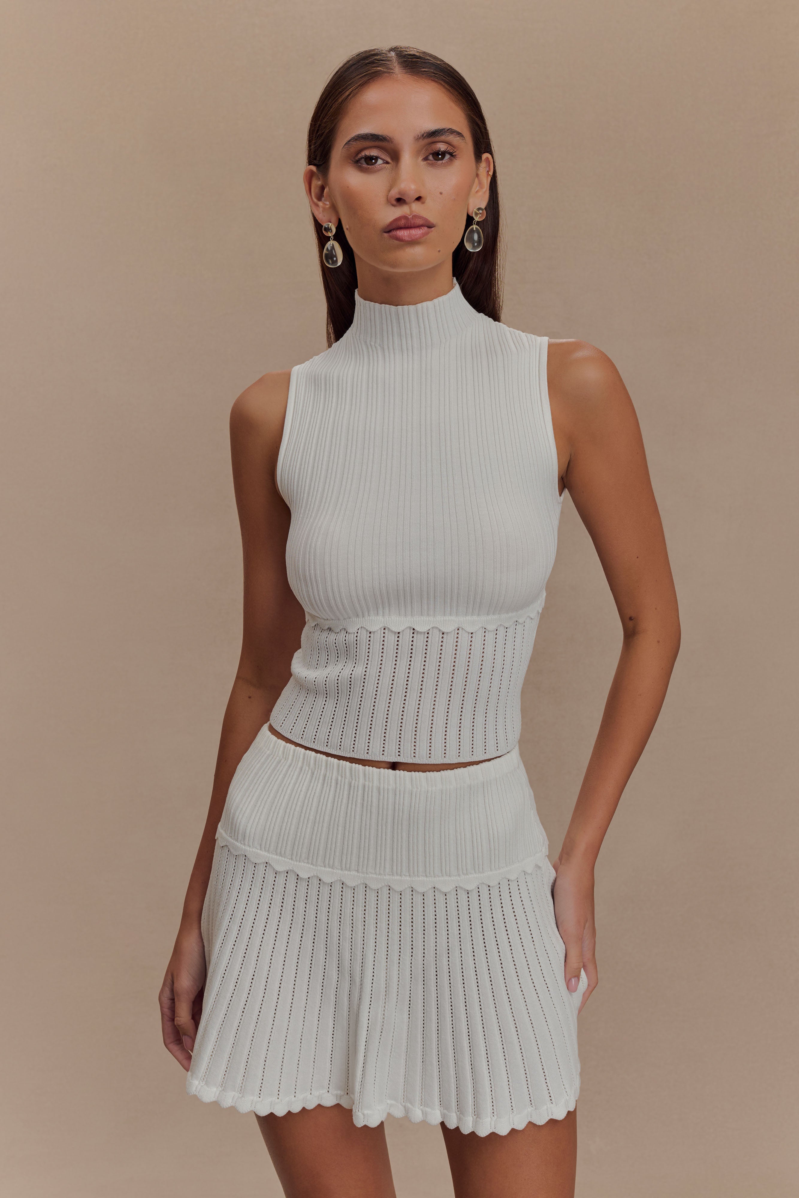 Indy Pointelle Knit Top - Ivory、mySite、solidvoid