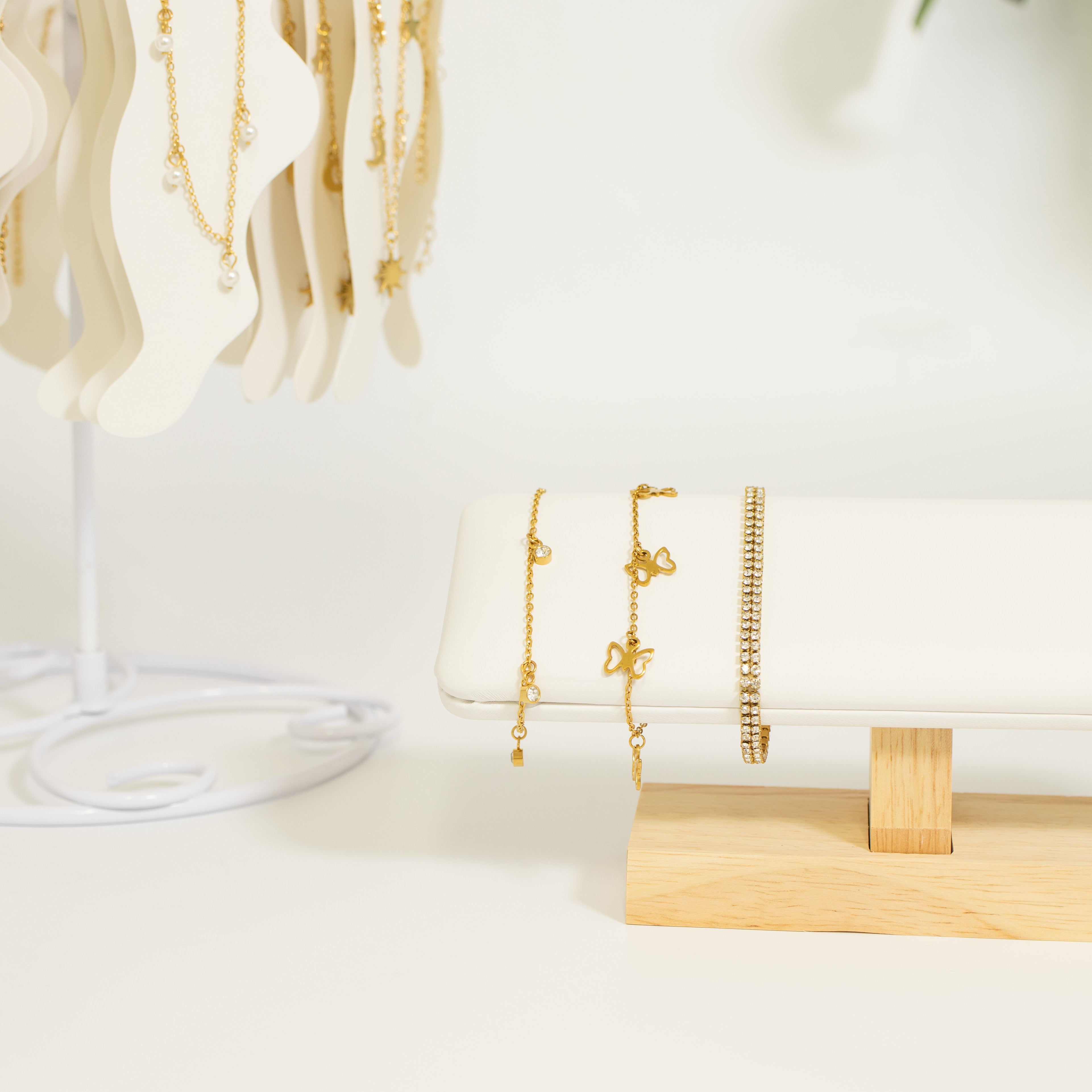 18K Gold PVD Stainless Steel Stone Anklet / BRJ1029、mySite、dreamappss