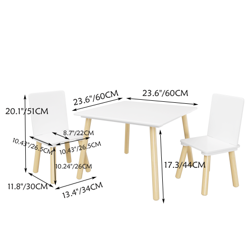 Kids Table and 2 Chairs Set, 3 Pieces Toddler Table and Chair Set, Wooden Activity Play Table Set (Lion&Monkey)、、casual