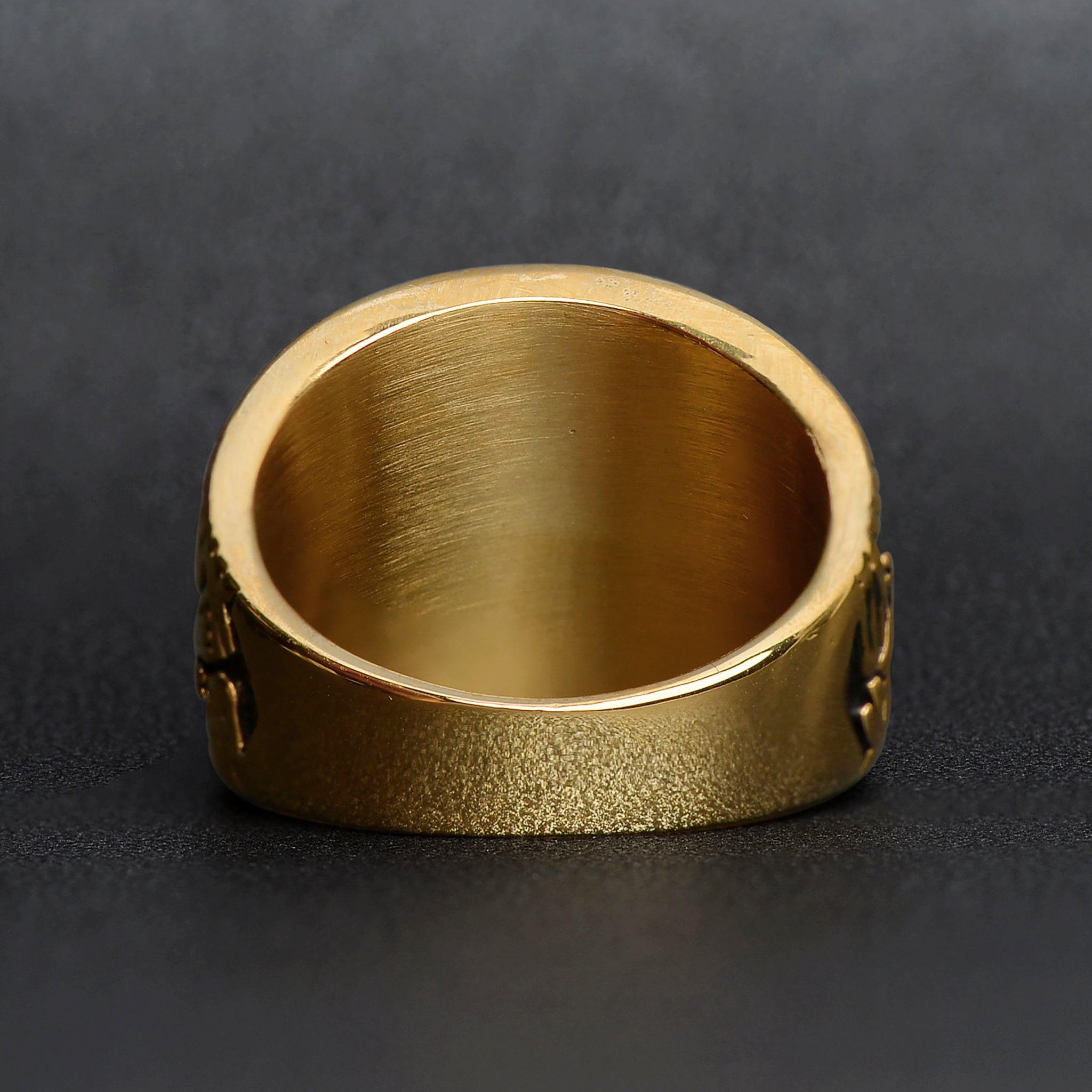 18K Gold PVD Stainless Steel United States Army Green Center Stone Ring / MCR6005、mySite、dreamappss