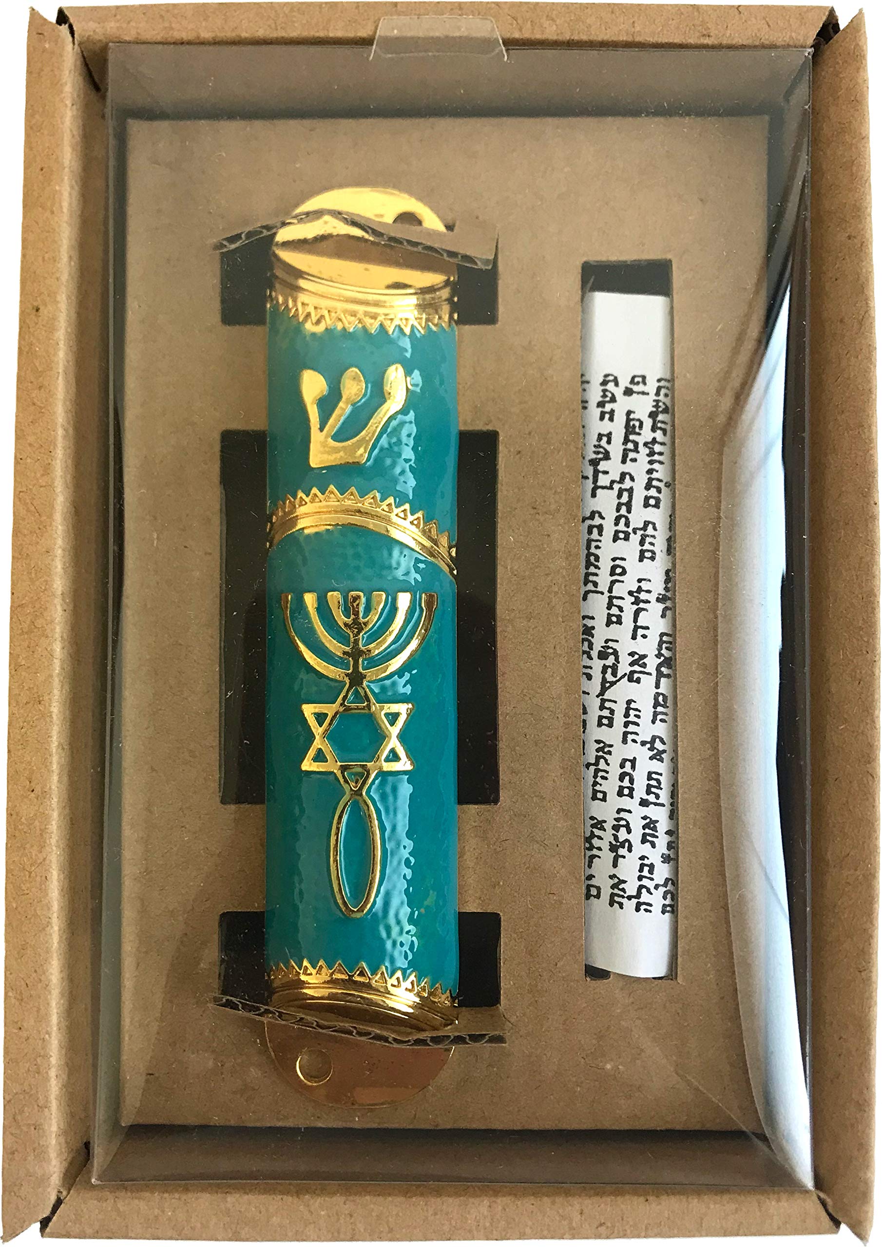 Holy Land Market Messianic Seal Mezuzah case - 4.1 Inch with Scroll Included、mySite、topwebapps