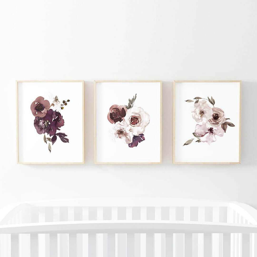  Demi's Dusty Purple Floral Bundled Digital Nursery Wall Art、mySite、layawaytickets