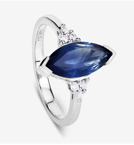 Blue Sapphire Marquise Diamond Accent Ring 14K White Gold 4.83ctw、mySite、g9winljtr