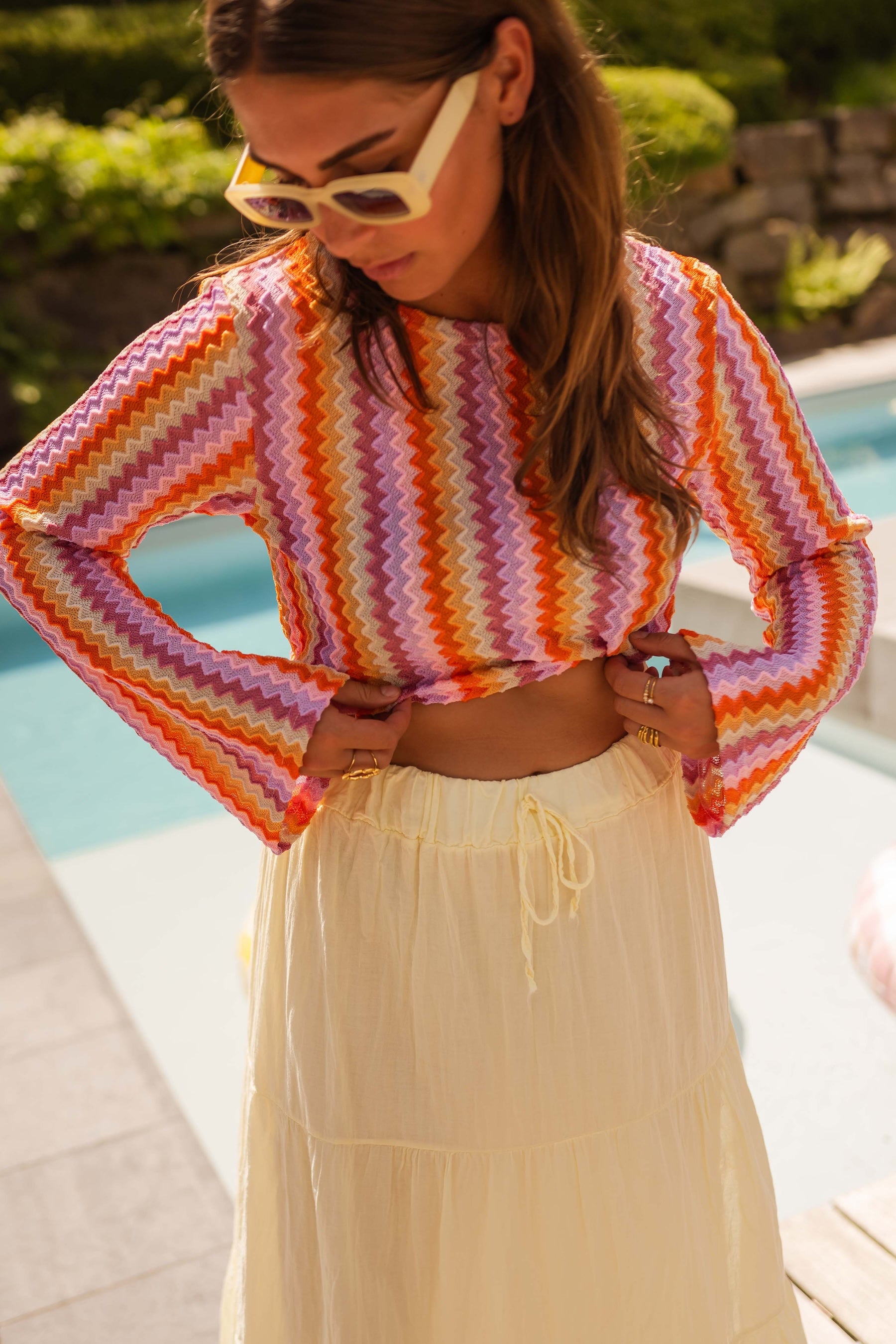 White pleated skirt