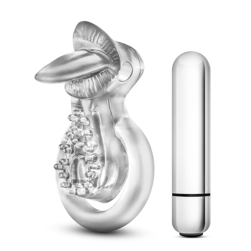 Stay Hard By Blush® | Tongue Ring: 3-In-1 Clear 10-Function Vibrating Penis Ring、mySite、bottomscart