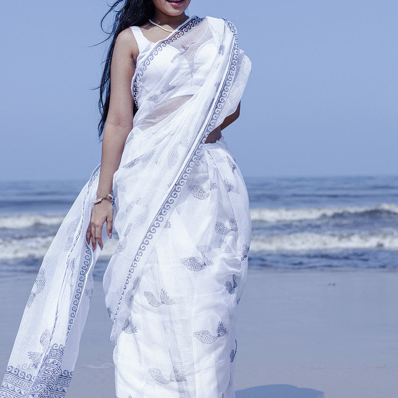 Kota Handblock Printed Saree | Black & White、mySite、camillekostekn