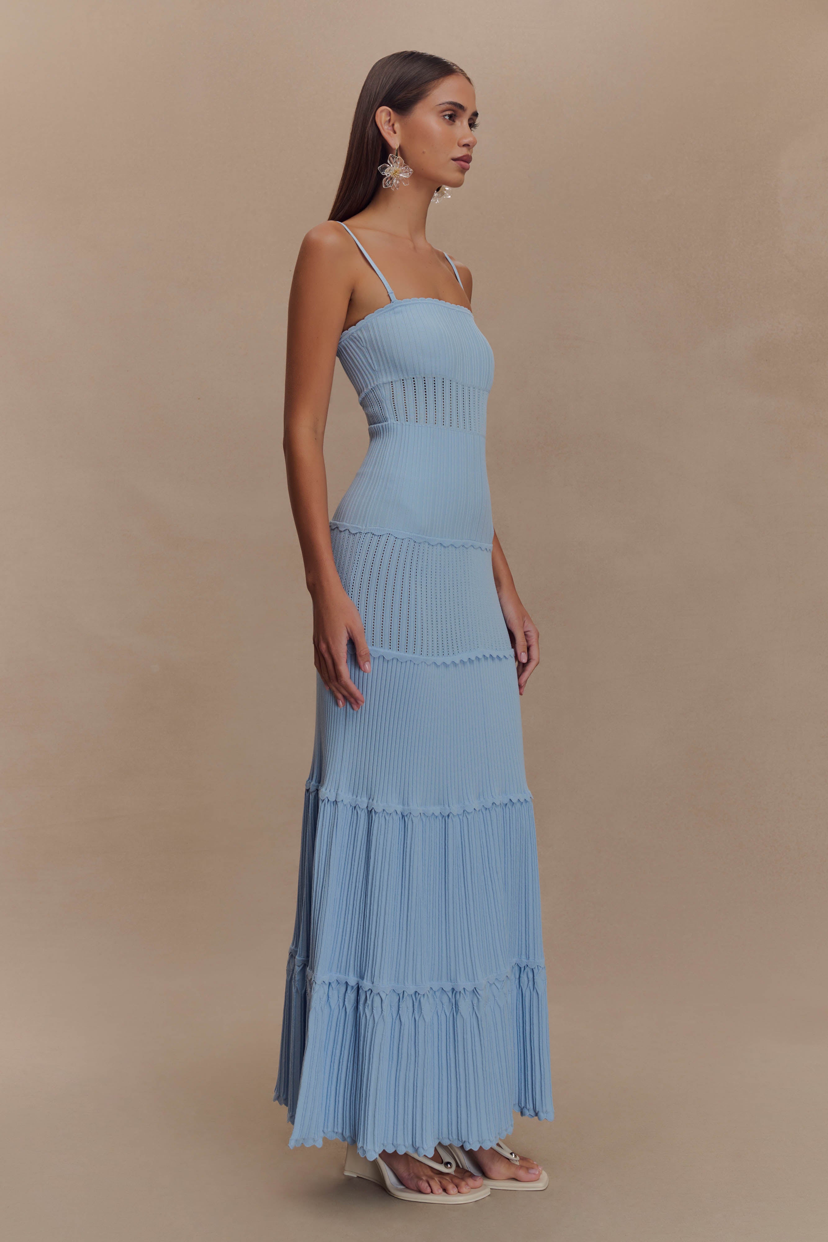 Finley Pointelle Knit Maxi Dress - Cornflower Blue、mySite、solidvoid