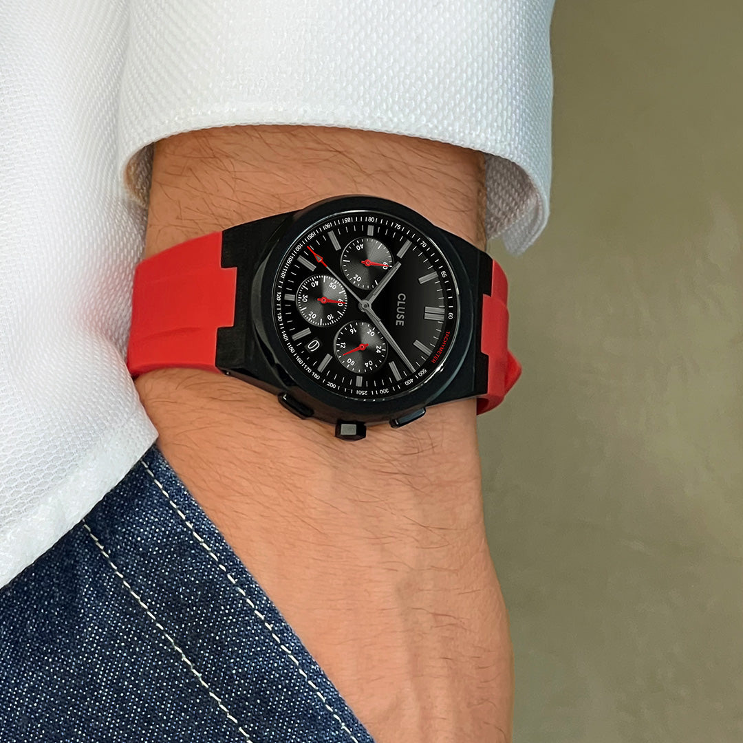 Vigoureux Chrono Watch Silicone Red, Black Colour、mySite、botmansion
