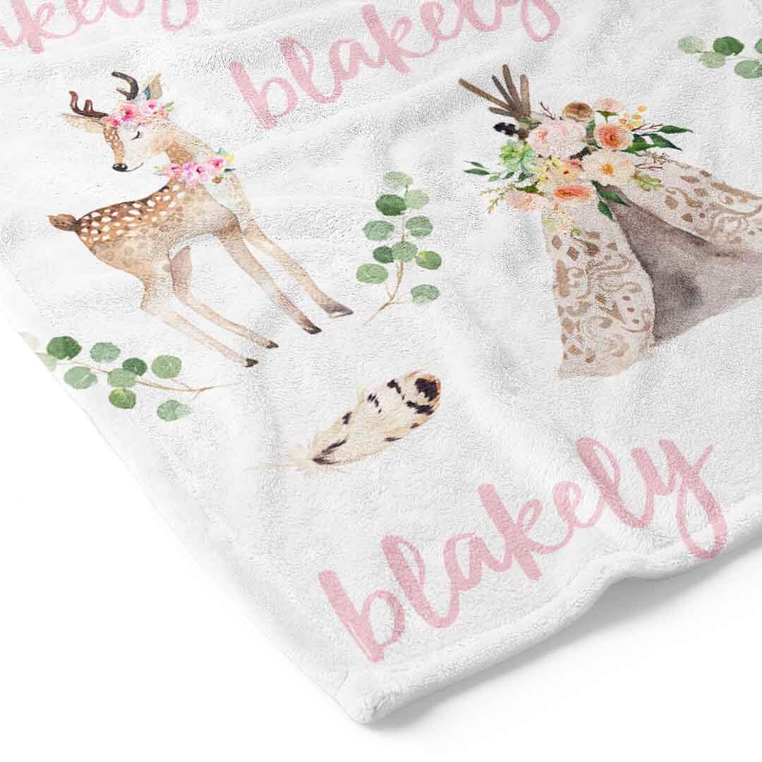  Blakely's Boho Deer Personalized Toddler Blanket、mySite、layawaytickets