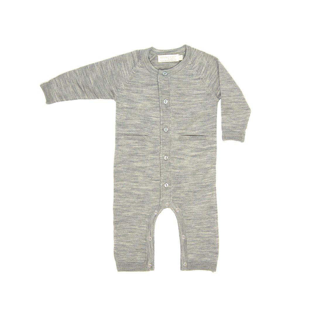  Merino Kids All-In-One Button Through Bodysuit - Light Grey、mySite、merchandisen