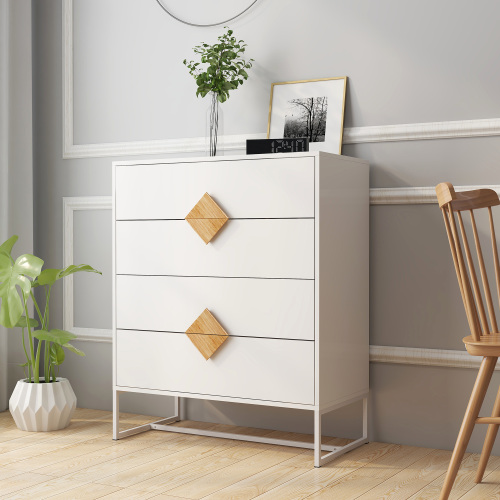 Solid wood special shape square handle design with 4 doors and double storage sideboard、、casual